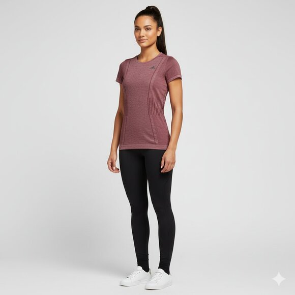 Adidas Women's Running T-Shirt Top Crew neck Short Sleeves Burgundy Size XS - Picture 12 of 12